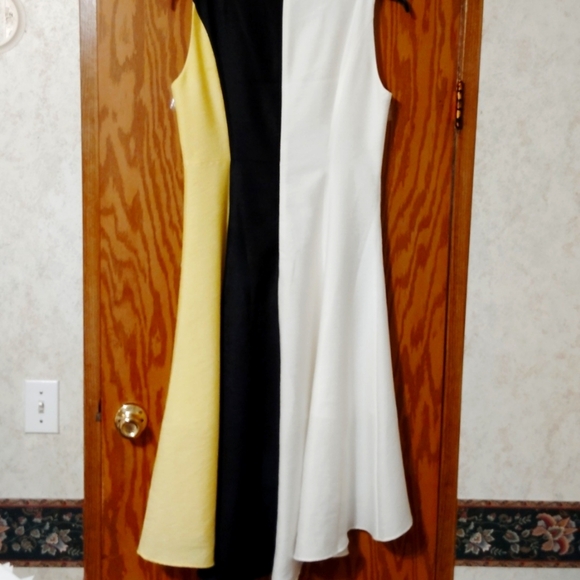 Elegant Colorblock Dress - White, Black, and Yellow - Picture 4 of 4